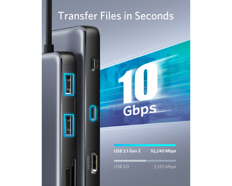 ANKER USB-C Data Hub 8u1 10Gbps crni