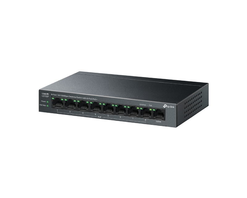 TP-LINK LS109P(UN) 9-Port 10/100Mbps Desktop Switch sa 8-Portova PoE+