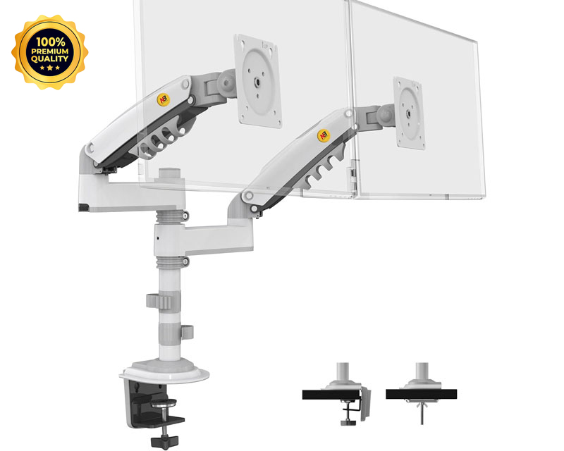 H180 stoni nosač za dva monitora beli 17-27 inča