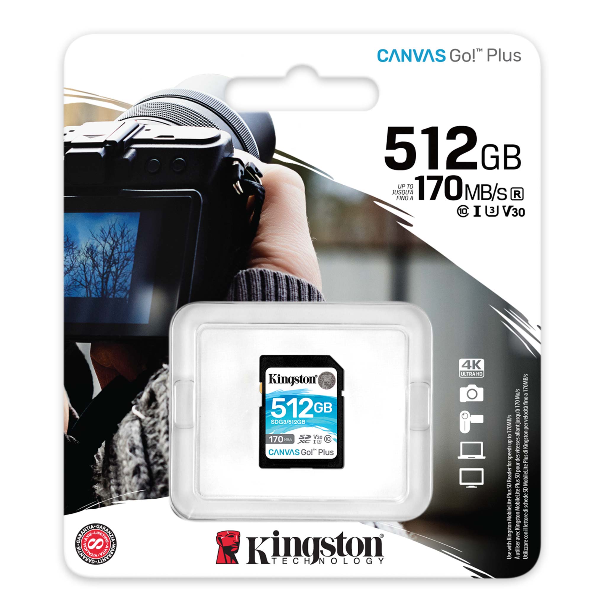 KINGSTON SD Card 512 GB Canvas Select Plus SDHC Class10 UHS V30 150 MBs  SDS3 512 GB