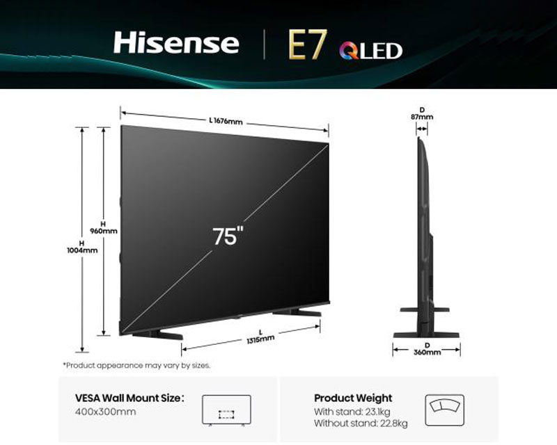 HISENSE 75 inča 75E7Q QLED 4K UHD Smart TV