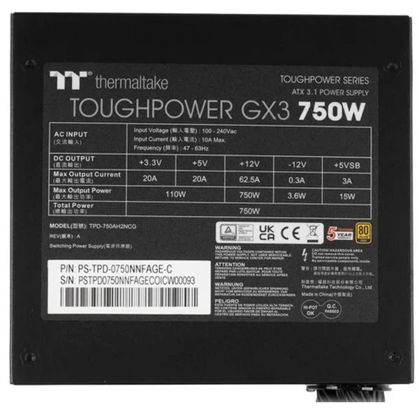 Thermaltake Napajanje 750W ThermalTake Toughpower GX3 Gold