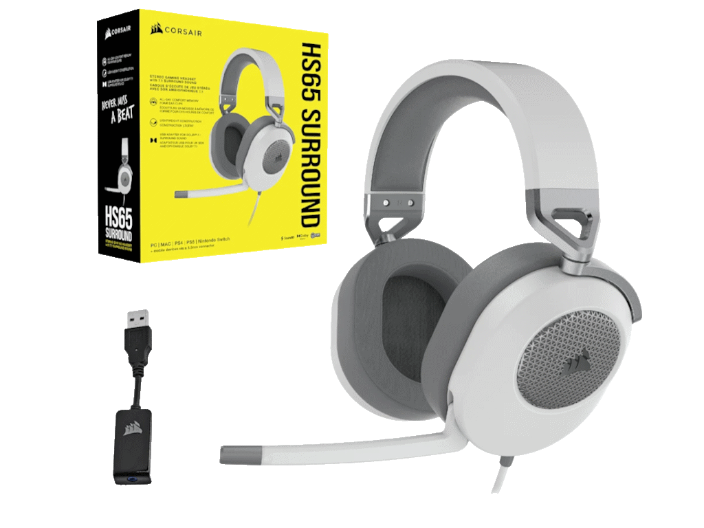 Corsair Slušalice CORSAIR HS65 SURROUND ŽICNE/CA-9011271-EU/bela