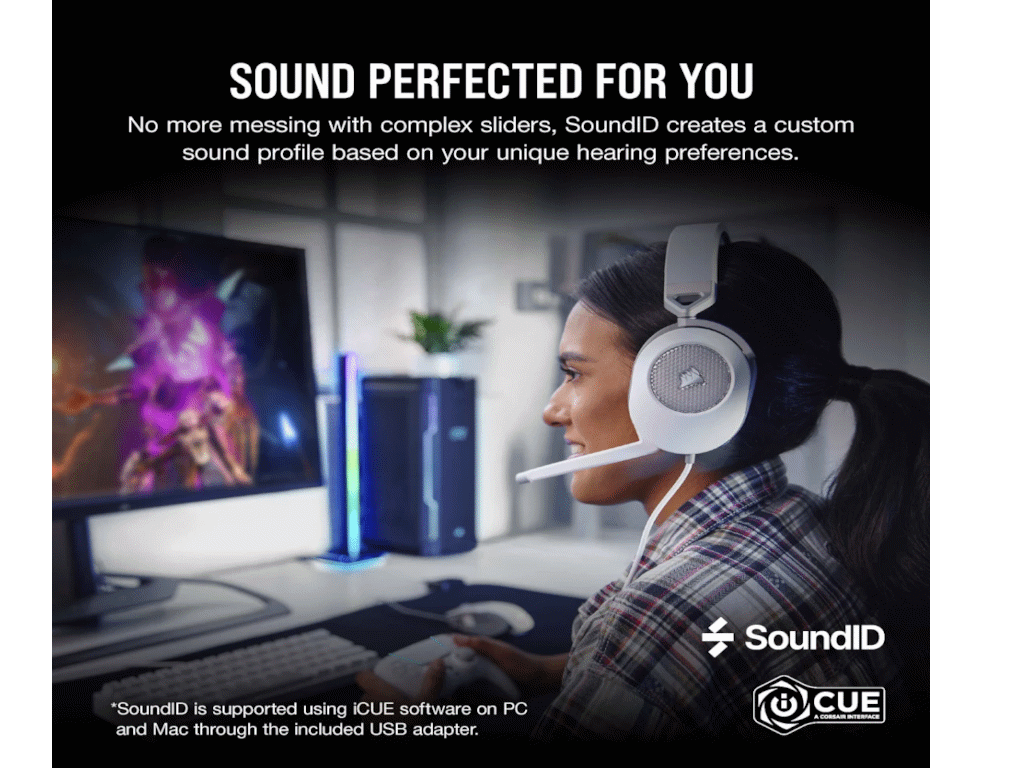 Corsair Slušalice CORSAIR HS65 SURROUND ŽICNE/CA-9011271-EU/bela