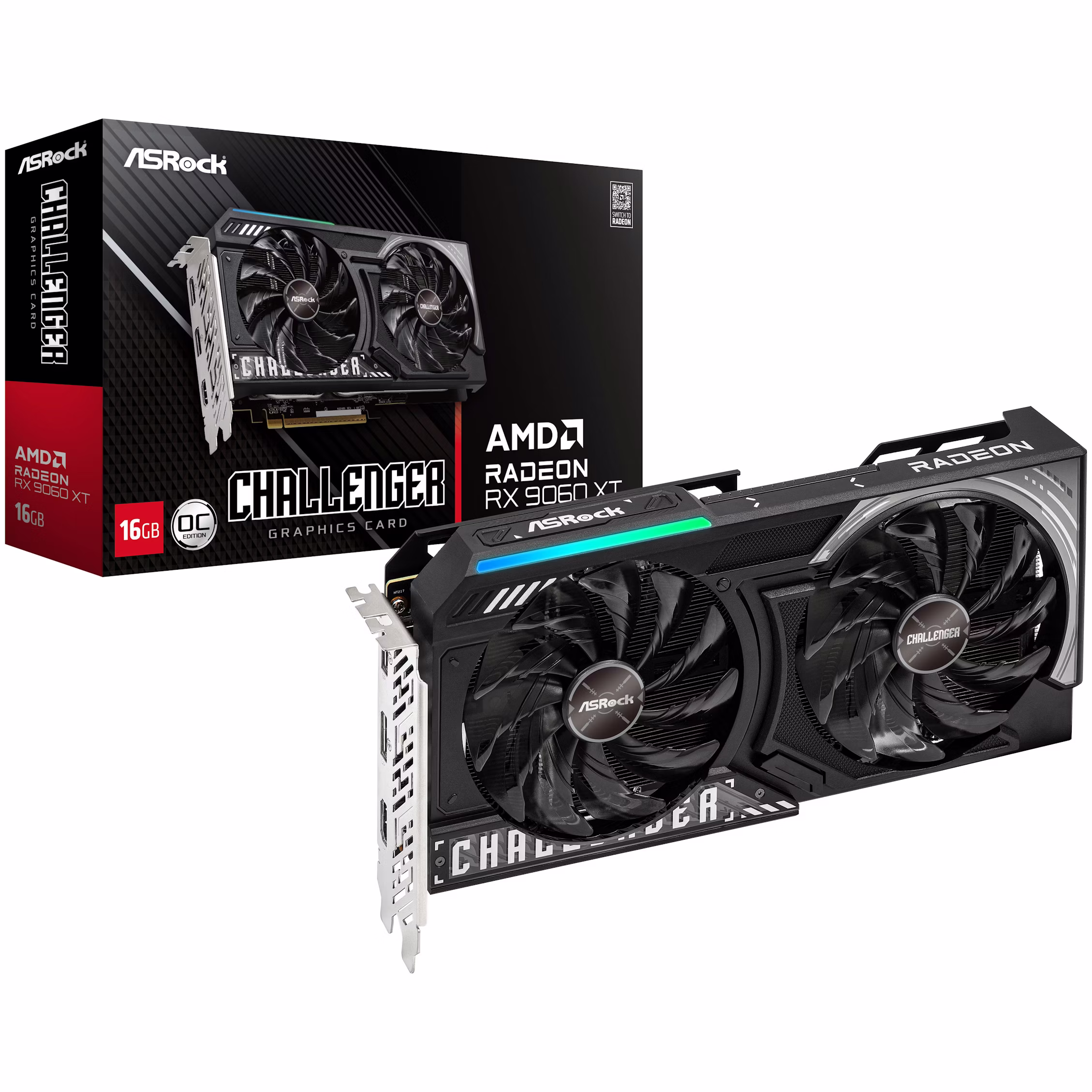 SVGA ASrock RX 9060 XT Challenger 16GB/GDDR6/128bit/crna, RX9060XT CL 16GO