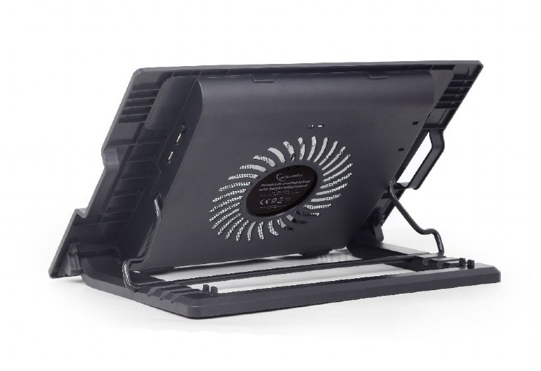 GEMBIRD Laptop Cooling Stand 17" • 15 cm Fan • LED • USB • Adjustable • Black