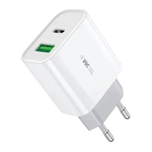 WP‑U53 GaN punjač 2‑porta (USB 3.0 + USB‑C PD) 20 W, beli