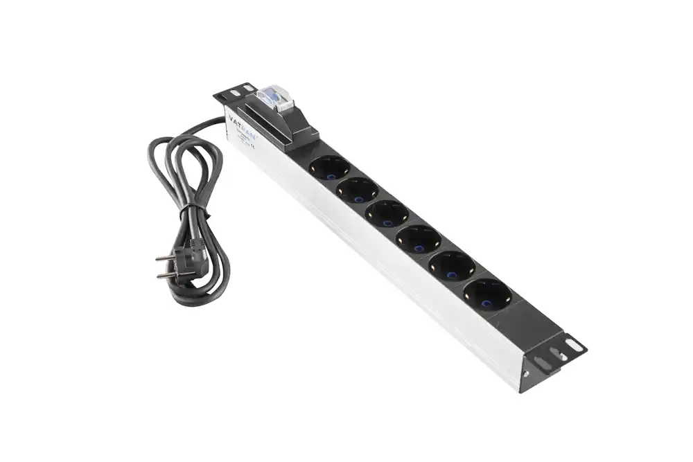 Mirsan 220V razvodni PDU panel 19/1U sa 6 utičnih mesta,kabl 2.5m Mirsan MR.PRZ6S.SC