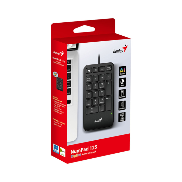 Genius NumPad 125,USB-A,Black