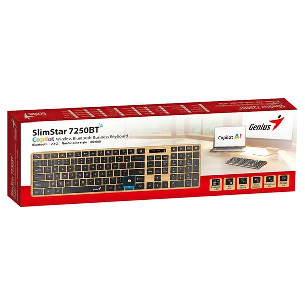Genius SlimStar 7250BT,AI,SER,Pine Wood,BT+2.4GHz,KB