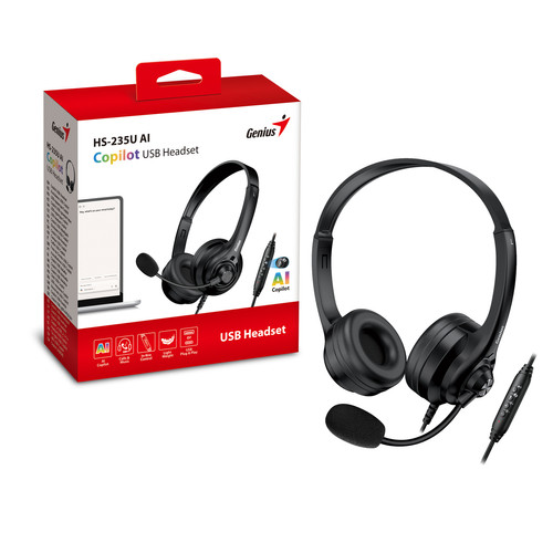 Genius HS-235U AI,Black,USB-A