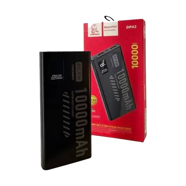 Power bank Denmen DP43 10000Mah Fast PD20W /QC3.0/ 2xTypeC/1xUSB-A Crni