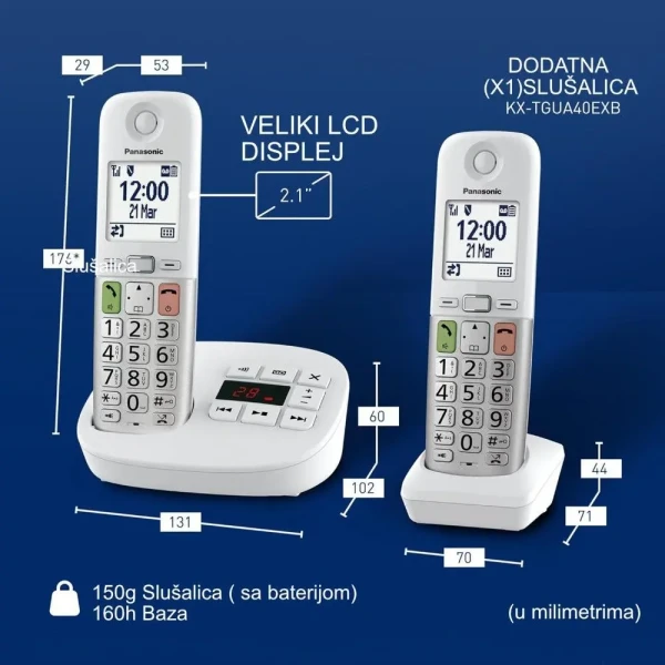 Panasonic Bežični telefon Panasonic KX-TGU432EXW duo sa sekretaricom