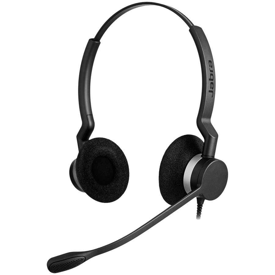 JABRA BIZ 2300 USB Duo, Type: 82 E-STD, Microphone boom: FreeSpin (headband), USB connector, with mute-button and volume control on the cord