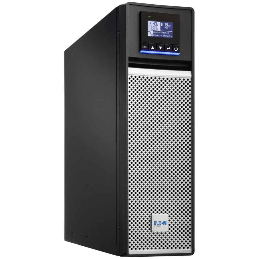 Eaton UPS 5PX Gen2 3000VA/3000W; 3U; Rack/Tower; Line Interactive; Input C20; Output C13x 8, 1x C19; LCD display; USB port; Serial port (RS232); Dry contacts (3 outputs, 1 input, optocoupler, DB9); Network card slot; Rack-mounting kit; 3Yr on electronics,