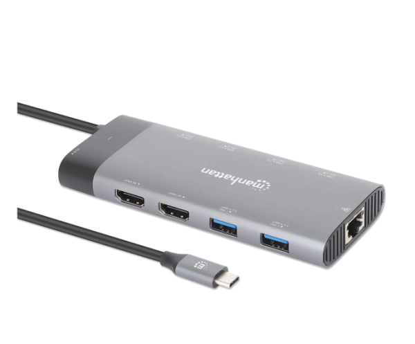 Docking station Manhattan 130714 10in1 USB-C - 2xHDMI/5xUSB/LAN/PD 100W