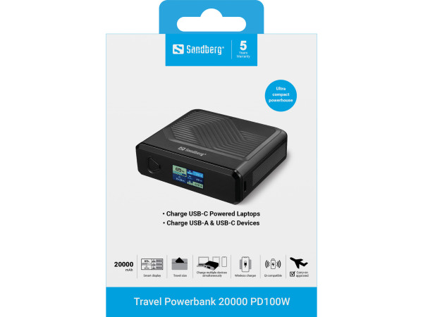 Sandberg Powerbank Sandberg Travel 421-25 20000mAh PD100W/bežično punjenje