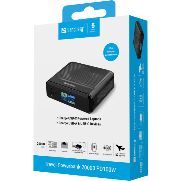 Sandberg Powerbank Sandberg Travel 421-25 20000mAh PD100W/bežično punjenje