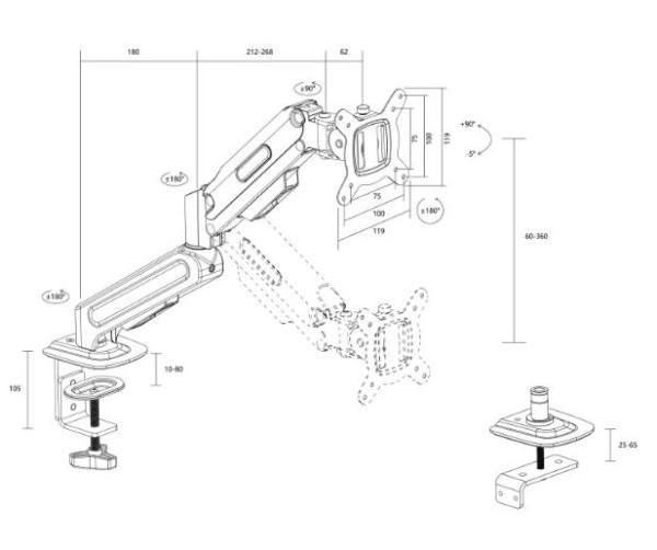 Stoni nosač za monitor ATON ATPS82 13-32" do 9 kg