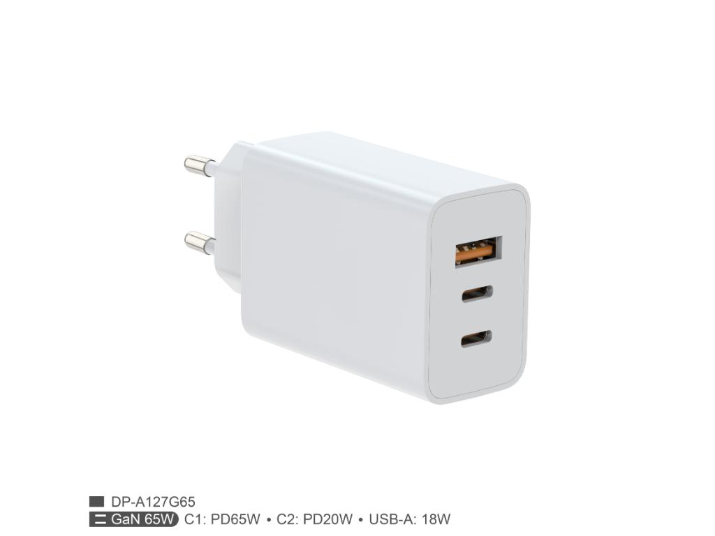 Zidni punjac FULMOVA GAN PD/65W/bela sa USB-C kablom