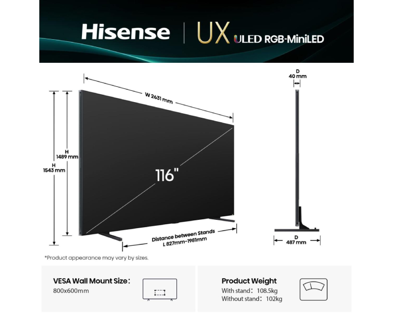 HISENSE 116 inča 116UXQ Mini-LED 4K UHD Smart TV