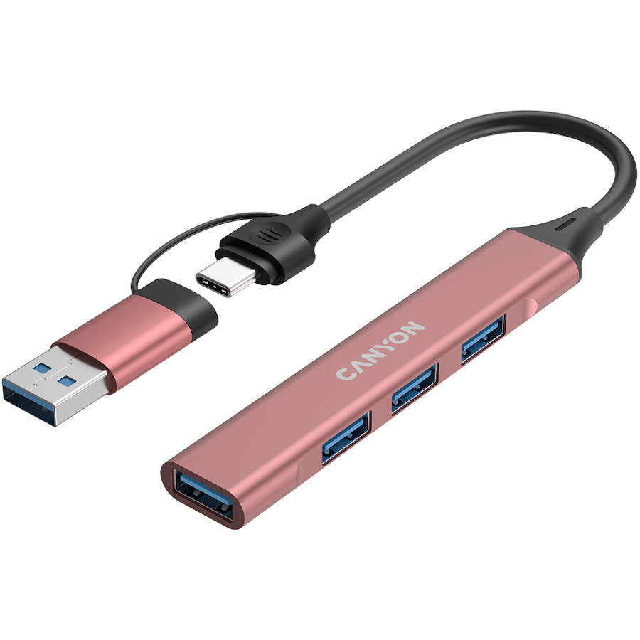 CANYON hub DS-02 4in1 USB-A/C Pink
