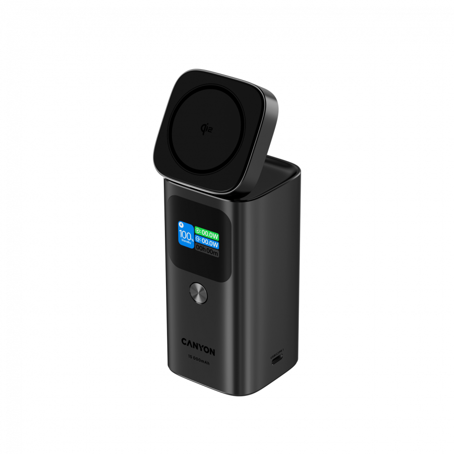 CANYON Qi2 magnetic power bank OnPower 150 15000mAh Aluminium Dark grey