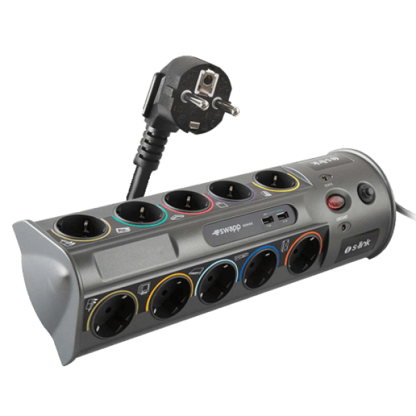 S-link Kabl surge S-Link PRZ01 10xšuko/2xUSB/3m