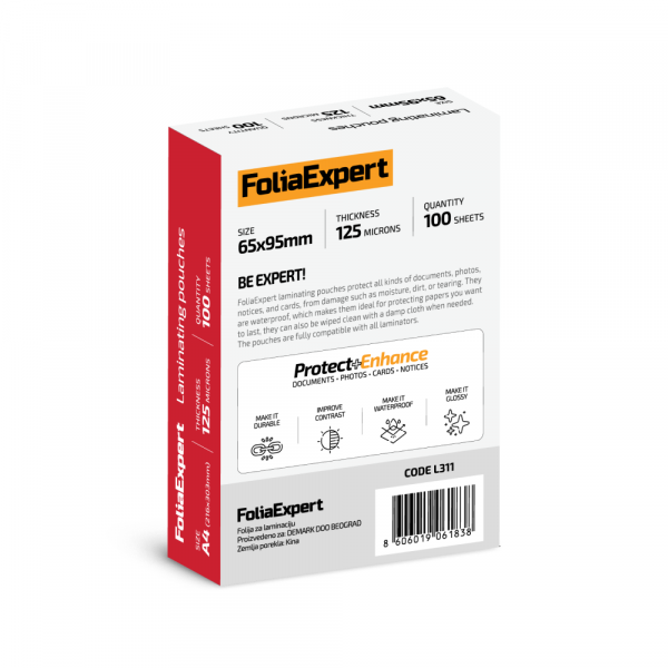 Expert Folija za plastifikaciju FoliaExpert 65x95mm 125 mic