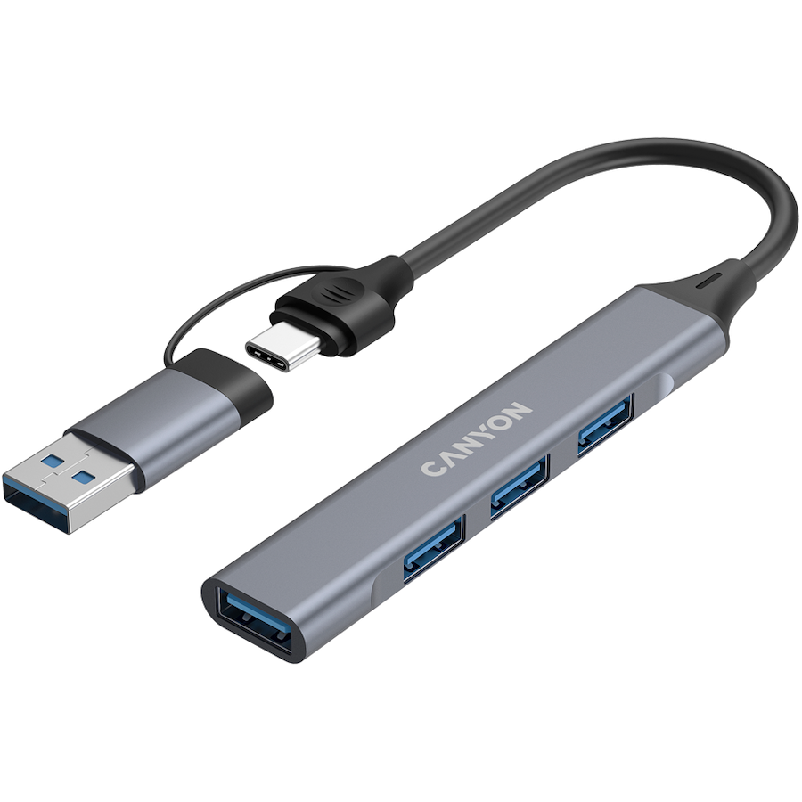 CANYON hub DS-02 4in1 USB-A/C Grey