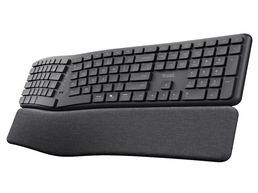 Tastatura TRUST KEYRA ERGO MULTI WRLS KEYBOARD US