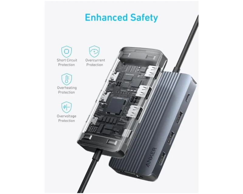 ANKER USB-C Data Hub 8u1 sivi