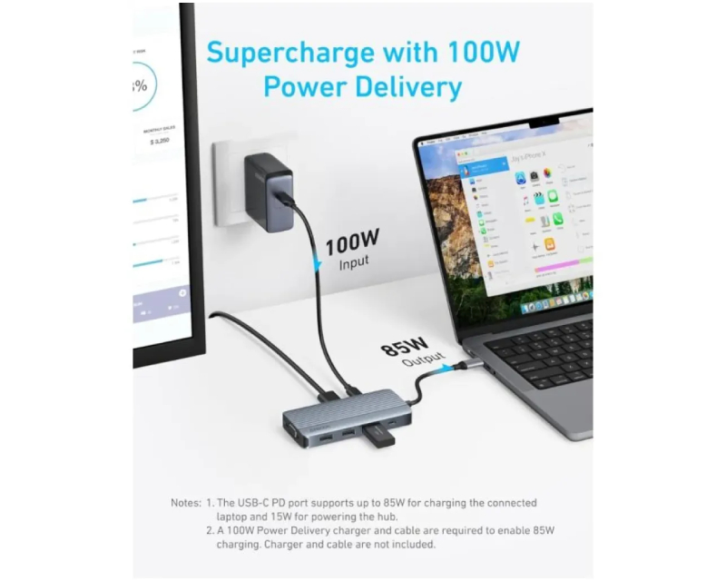 ANKER USB-C Data Hub 8u1 sivi