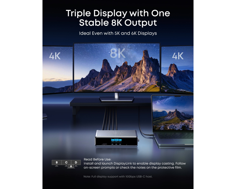 ANKER Prime Docking Stanica 140W, 14u1, Display Link, siva