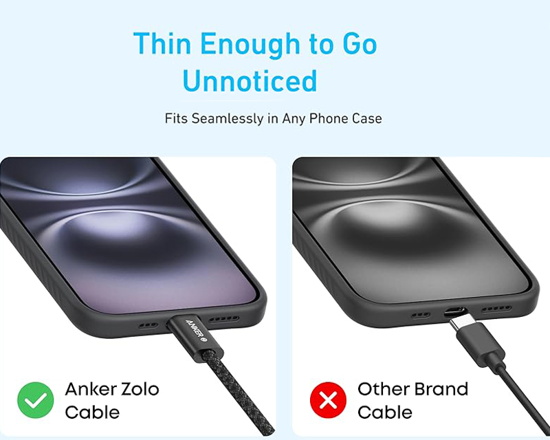 ANKER Zolo USB tip-C kabl M/M 1m,  super brzo punjenje 240W, pleteni, crni