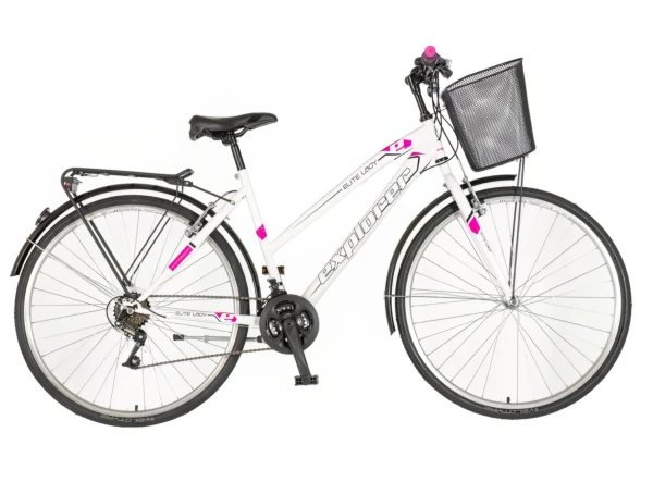 Bicikla city Explorer lady 28/V-BRAKE/18 brzina/sa korpom/belo roza