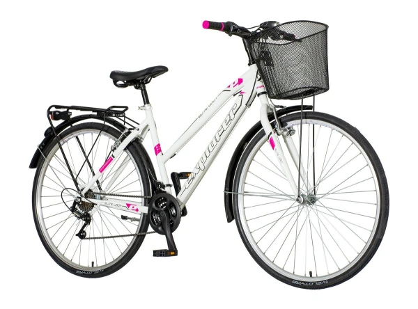 Bicikla city Explorer lady 28/V-BRAKE/18 brzina/sa korpom/belo roza