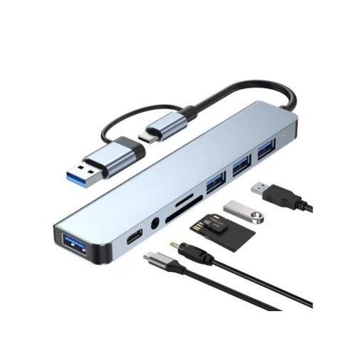Linkom USB HUB USB3.0+TIP C na 4x USB 3.0+TIP C+SD/micro sd+autio metal