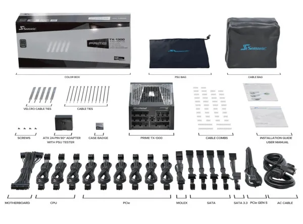 Seasonic Napajanje 1300W SeaSonic PRIME TX PLATINUM, PRIME-TX-1300-ATX30 / SSR-1300TR2