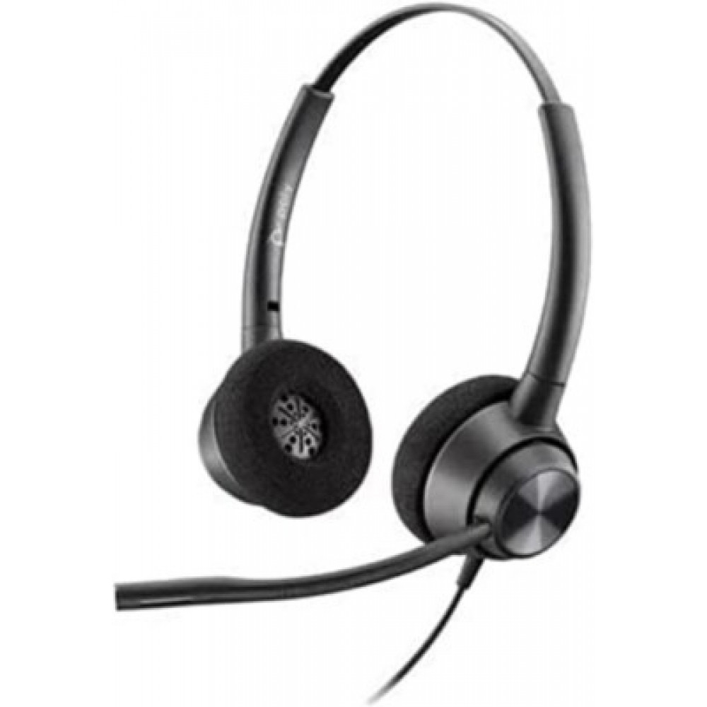 HP Poly EncorePro 320 with Quick Disconnect Binaural Headset TAA, with DA 85 USB adapter  Black, 2yw