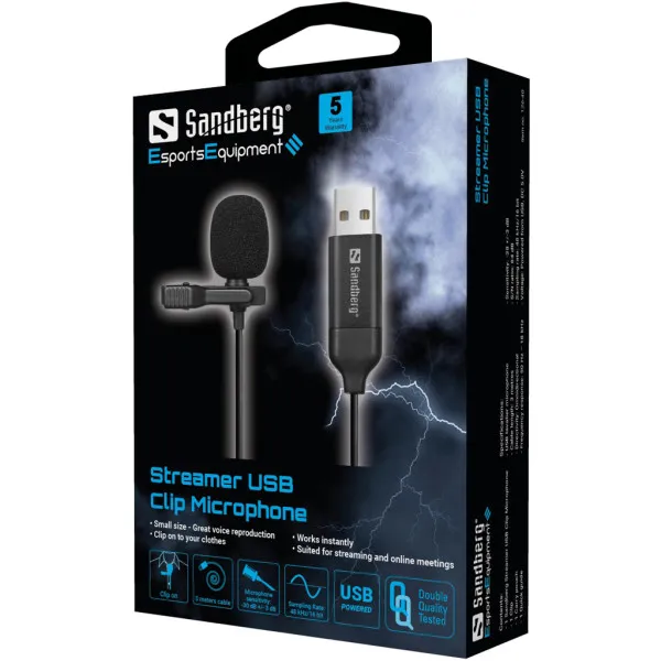 Sandberg USB streamer mikrofon Sandberg Clip 126-40