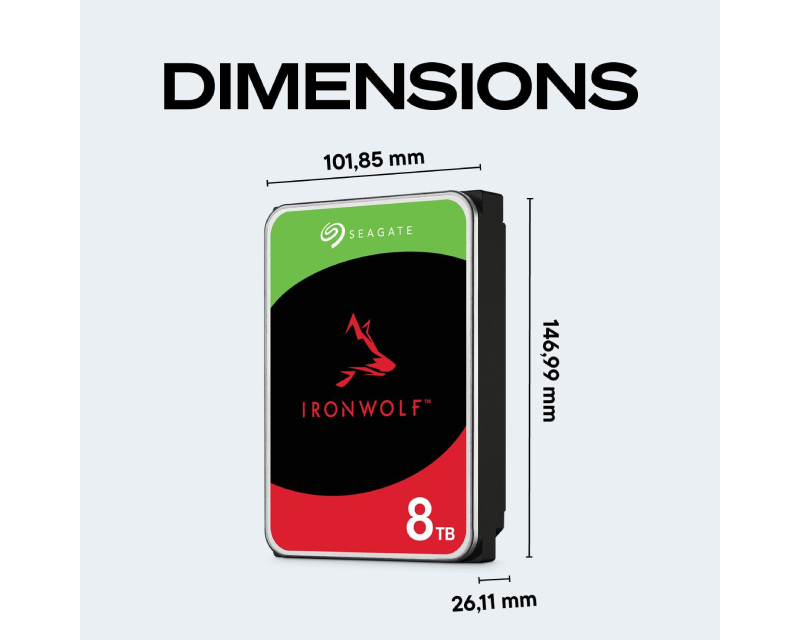SEAGATE 8TB 3.5 inča SATA III 256MB ST8000VNZ04 IronWolf hard disk