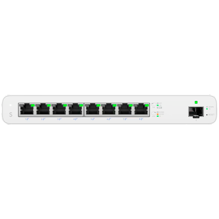 Ubiquiti Ubiquity Switch (8) GbE RJ45 ports with 27V passive PoE output,1 SFP port
