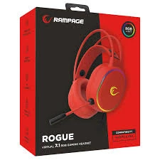 Rampage Slušalice žične gaming Rampage ROGUE RGB crvene 35132