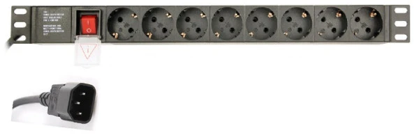 Razno EG-PDU-014-C14 Gembird C14 Produzni kabl sa zastitom 8 uticnica 10A, PDU 1U 3M