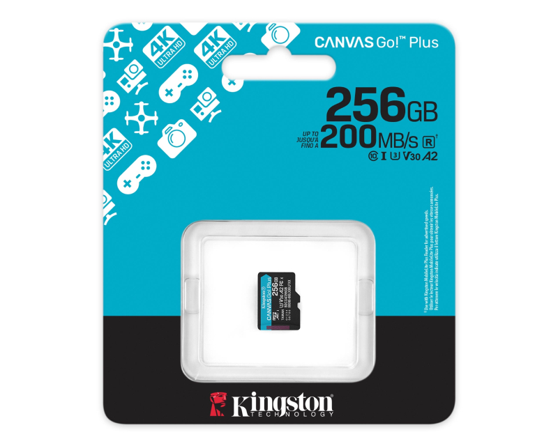KINGSTON Memorijska kartica U3 V30 microSDXC 256GB Canvas Go Plus 200MB/s A2 SDCG4/256GBSP
