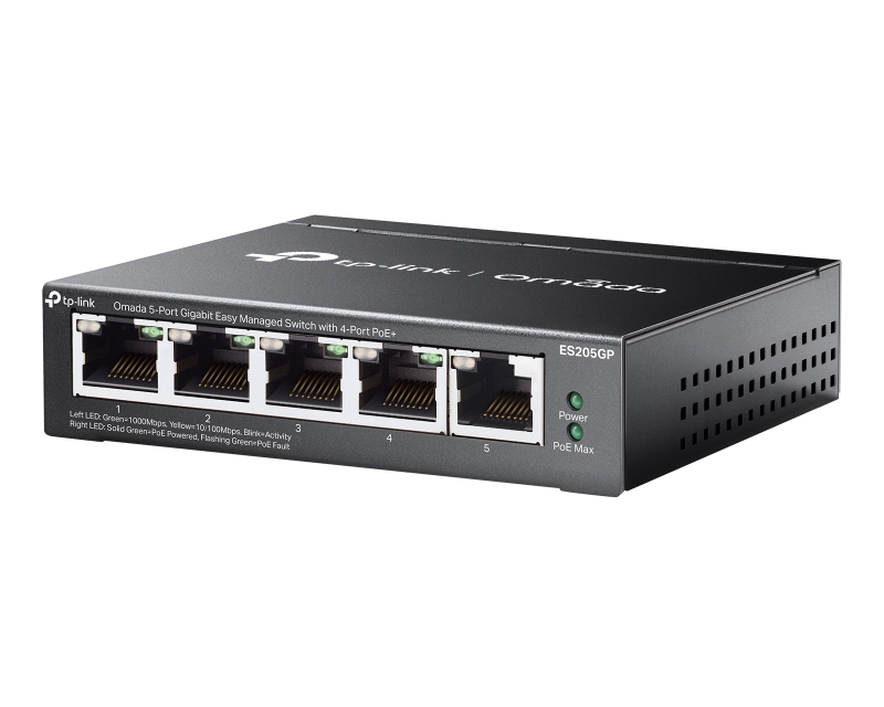 TP-Link ES205GP Omada 5-Port Gigabit Easy Managed Switch with 4-Port PoE+