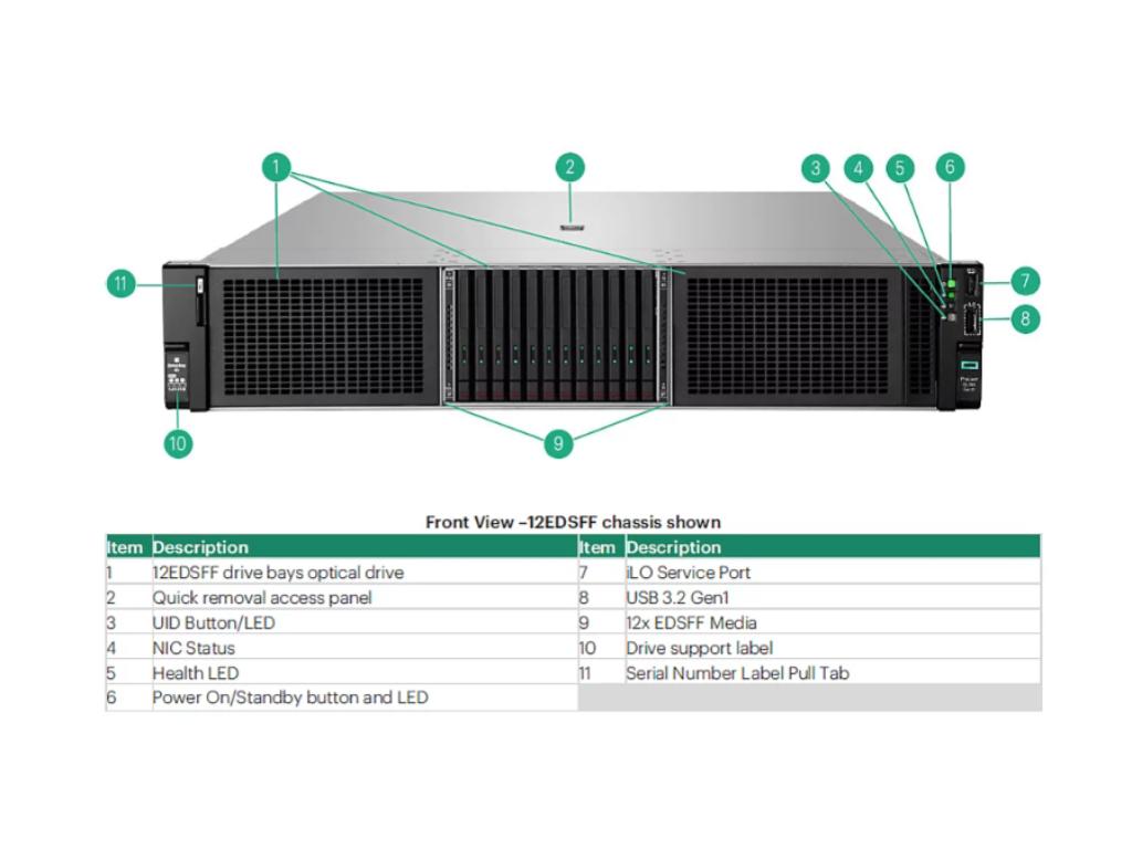 HPE DL380 Gen11 24C 4516Y+ 2.2GHz  64GB 24SFF MR408i-o 4x1Gb 2x 1.2TB SAS 2x1000W  2U Rack 3Y