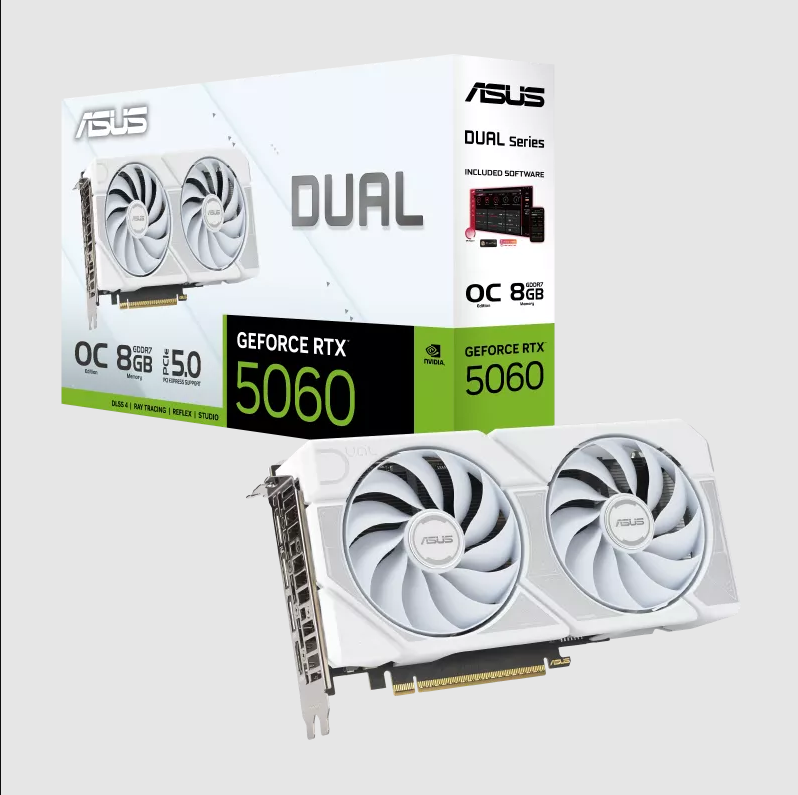 ASUS Graficka karta  DUAL RTX 5060 NVD, 8GB, GDDR7, 128bit, bela