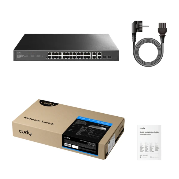 Cudy Svič 10/100/1000 26-port Cudy GS1028ES2 Light Managed PoE+ sa 2x combo porta